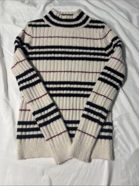 Frank Lyman Montréal Design Collection Striped Fuzzy Sweater Cozy Statement Knit